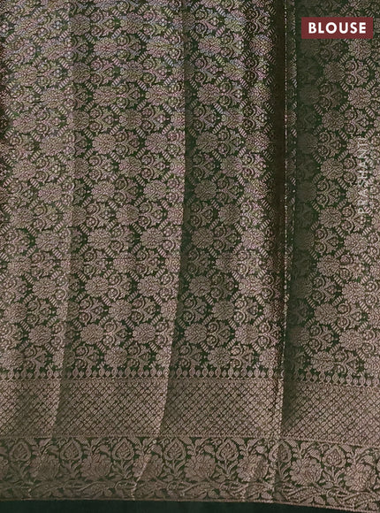 Semi chiniya silk saree mehendi green and bottle green with allover thread & zari woven buttas and woven border