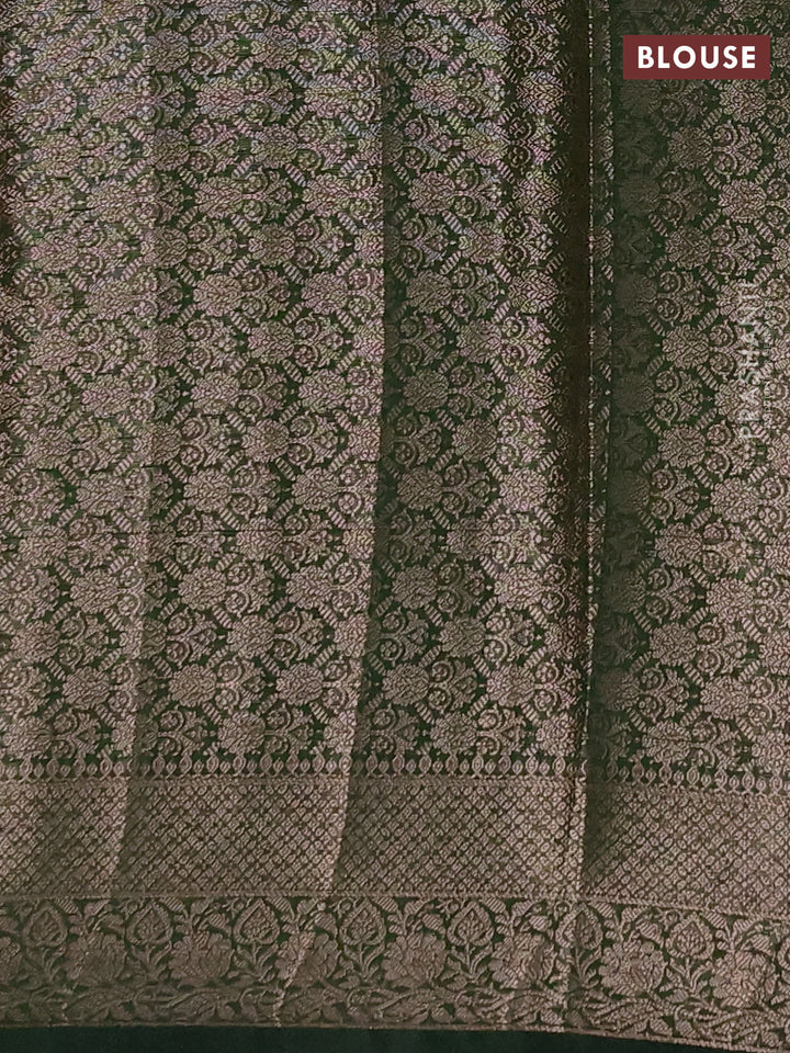 Semi chiniya silk saree mehendi green and bottle green with allover thread & zari woven buttas and woven border