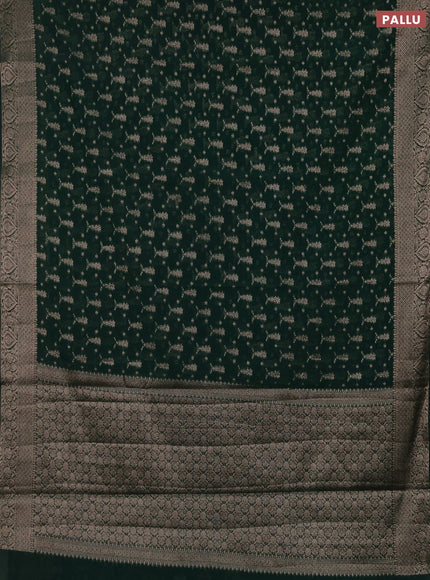 Semi chiniya silk saree dark green with allover thread & zari woven buttas and woven border