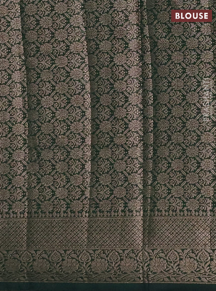 Semi chiniya silk saree dark green with allover thread & zari woven buttas and woven border