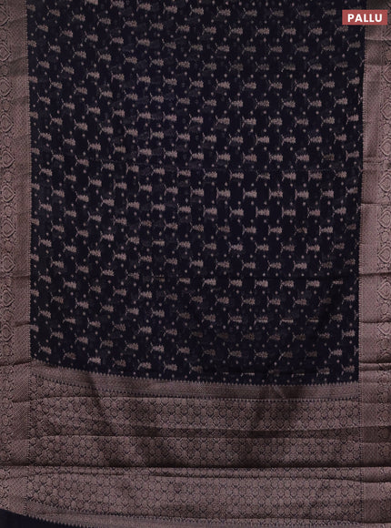 Semi chiniya silk saree deep navy blue with allover thread & zari woven buttas and woven border