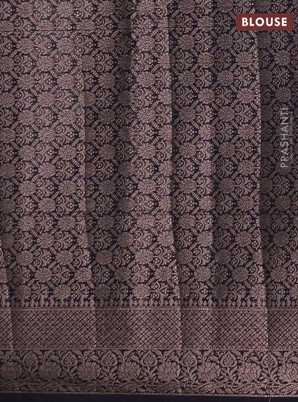 Semi chiniya silk saree deep navy blue with allover thread & zari woven buttas and woven border