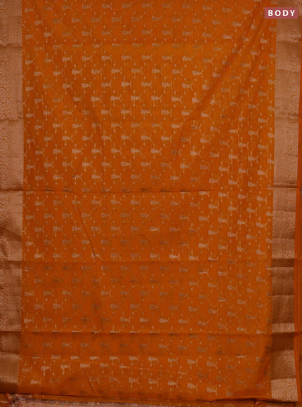 Semi chiniya silk saree mango yellow with allover thread & zari woven buttas and woven border