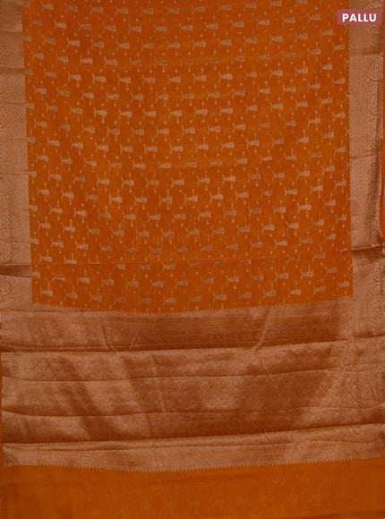 Semi chiniya silk saree mango yellow with allover thread & zari woven buttas and woven border