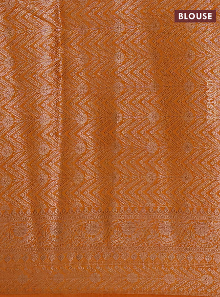 Semi chiniya silk saree mango yellow with allover thread & zari woven buttas and woven border