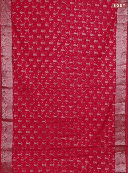 Semi chiniya silk saree pink with allover thread & zari woven buttas and woven border