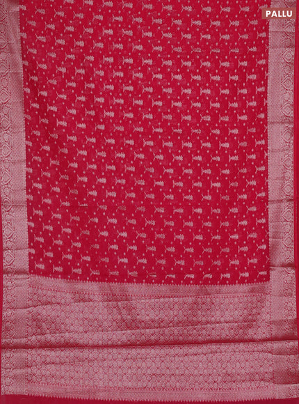 Semi chiniya silk saree pink with allover thread & zari woven buttas and woven border