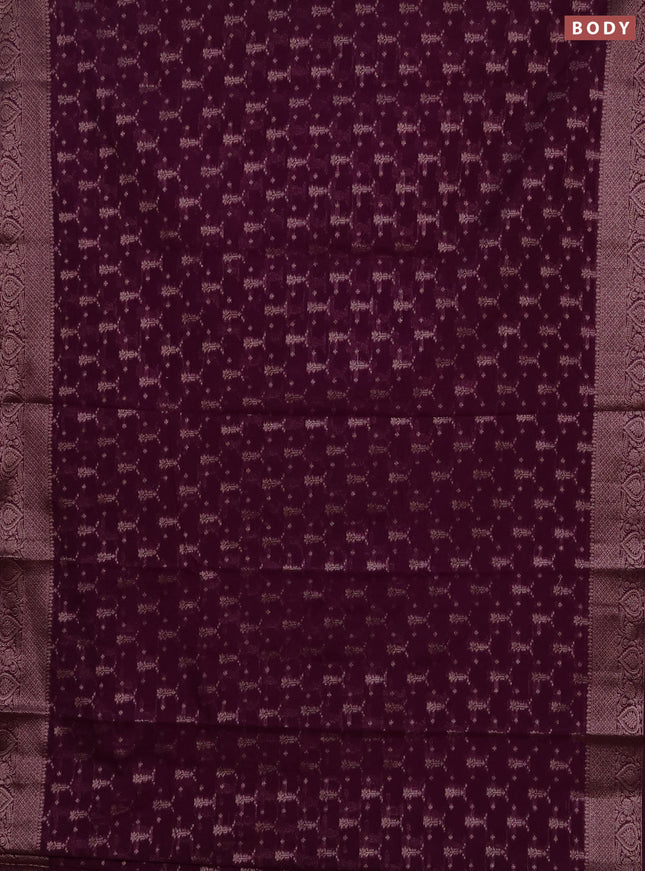 Semi chiniya silk saree purple with allover thread & zari woven buttas and woven border