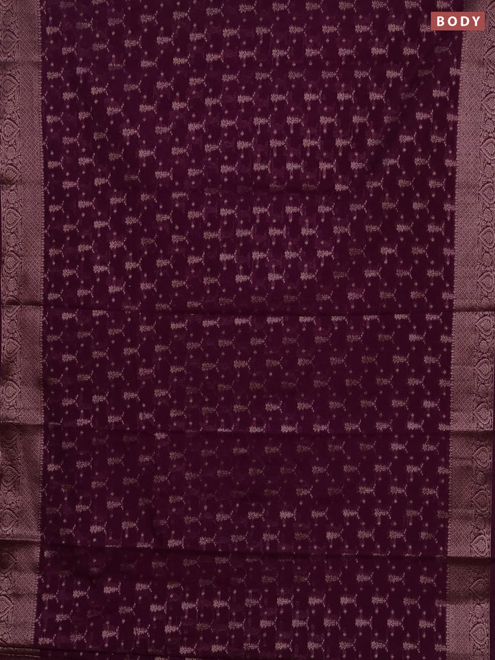 Semi chiniya silk saree purple with allover thread & zari woven buttas and woven border