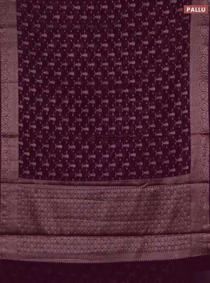 Semi chiniya silk saree purple with allover thread & zari woven buttas and woven border