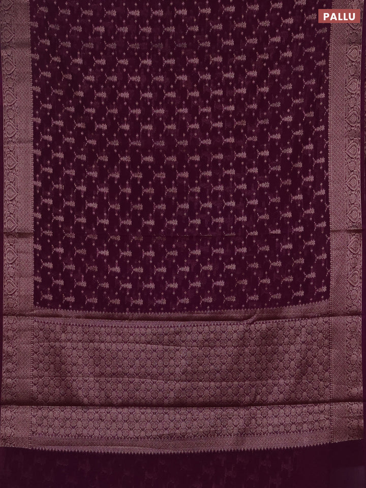 Semi chiniya silk saree purple with allover thread & zari woven buttas and woven border