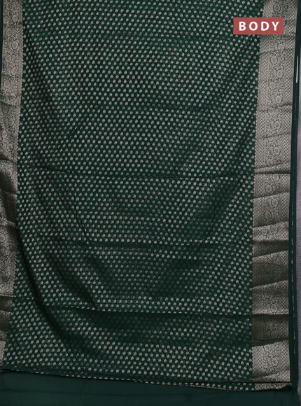 Semi chiniya silk saree bottle green with allover thread & zari woven paisley buttas and woven border