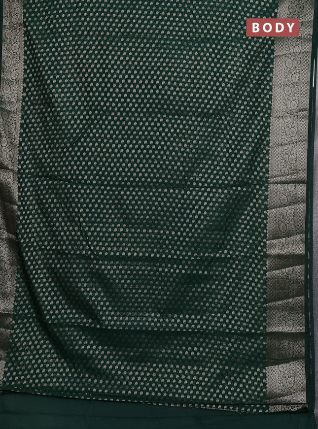 Semi chiniya silk saree bottle green with allover thread & zari woven paisley buttas and woven border