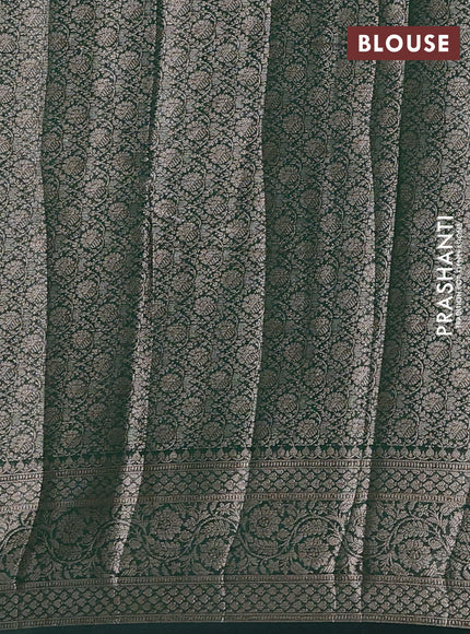 Semi chiniya silk saree bottle green with allover thread & zari woven paisley buttas and woven border