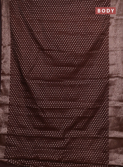 Semi chiniya silk saree coffee brown with allover thread & zari woven paisley buttas and woven border