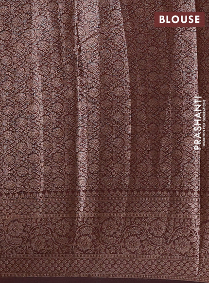 Semi chiniya silk saree coffee brown with allover thread & zari woven paisley buttas and woven border
