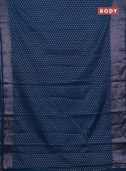 Semi chiniya silk saree peacock blue with allover thread & zari woven paisley buttas and woven border