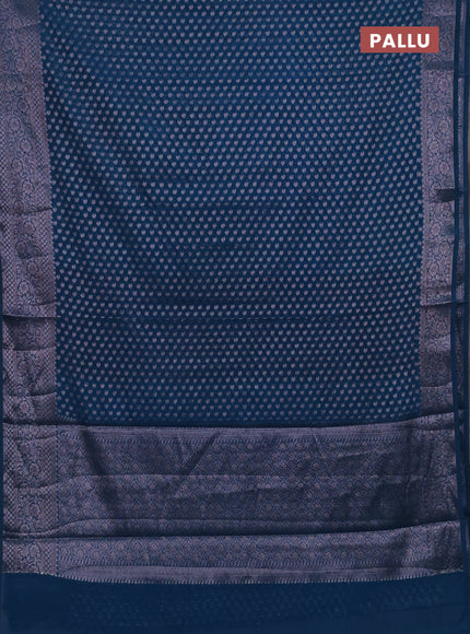 Semi chiniya silk saree peacock blue with allover thread & zari woven paisley buttas and woven border