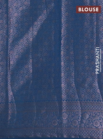 Semi chiniya silk saree peacock blue with allover thread & zari woven paisley buttas and woven border