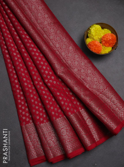 Semi chiniya silk saree pink with allover thread & zari woven paisley buttas and woven border