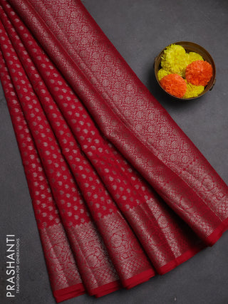 Semi chiniya silk saree pink with allover thread & zari woven paisley buttas and woven border