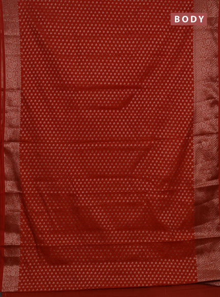Semi chiniya silk saree orange with allover thread & zari woven paisley buttas and woven border