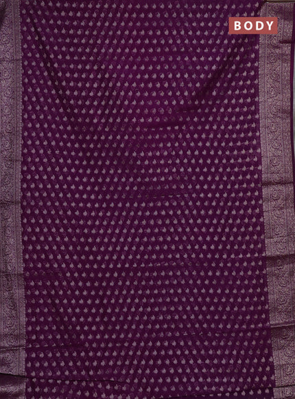 Semi chiniya silk saree purple with allover thread & zari woven buttas and woven border