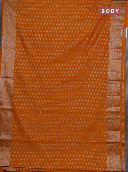 Semi chiniya silk saree mango yellow with allover thread & zari woven buttas and woven border