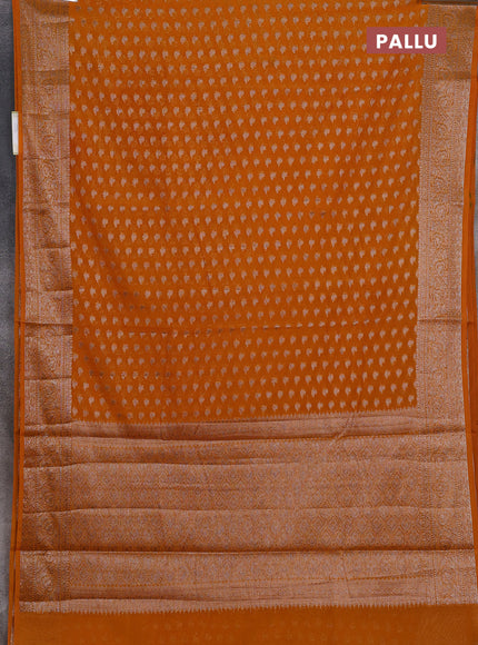 Semi chiniya silk saree mango yellow with allover thread & zari woven buttas and woven border
