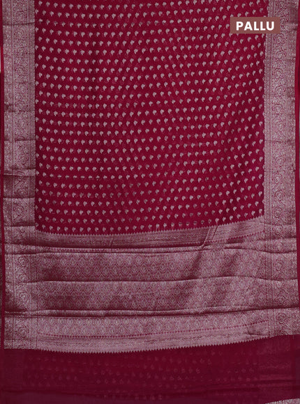 Semi chiniya silk saree pink with allover thread & zari woven buttas and woven border