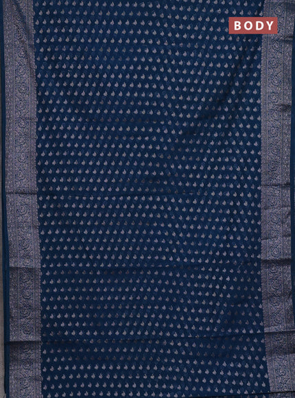 Semi chiniya silk saree peacock green with allover thread & zari woven buttas and woven border