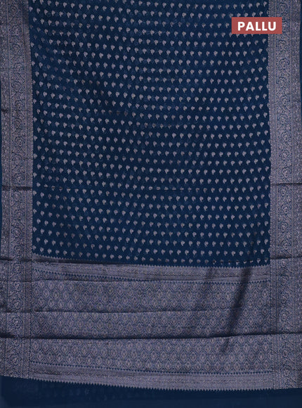 Semi chiniya silk saree peacock green with allover thread & zari woven buttas and woven border
