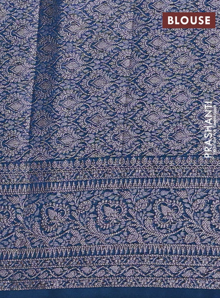 Semi chiniya silk saree peacock green with allover thread & zari woven buttas and woven border