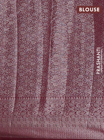 Semi chiniya silk saree deep maroon with allover thread & zari woven buttas and woven border