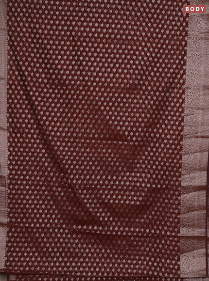 Semi chiniya silk saree coffee brown with allover thread & zari woven buttas and woven border