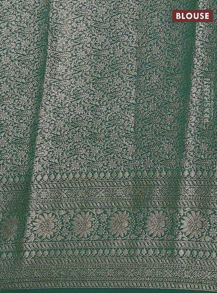 Semi chiniya silk saree dark green with allover thread & zari woven buttas and woven border