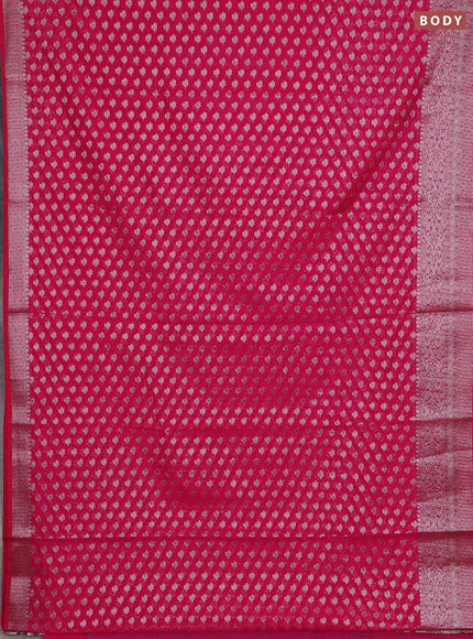 Semi chiniya silk saree pink with allover thread & zari woven buttas and woven border