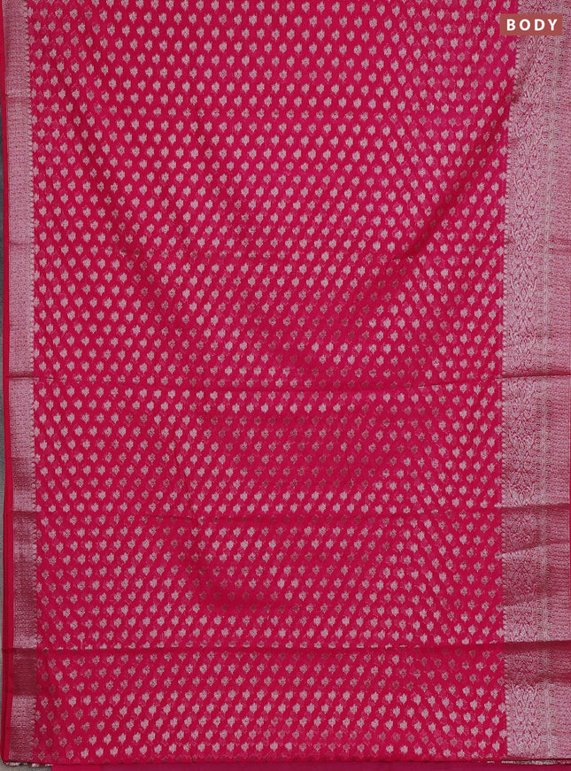 Semi chiniya silk saree pink with allover thread & zari woven buttas and woven border