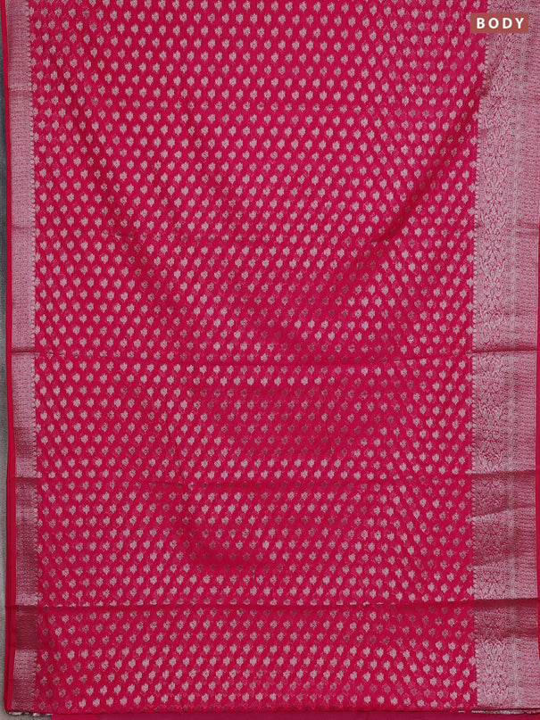Semi chiniya silk saree pink with allover thread & zari woven buttas and woven border