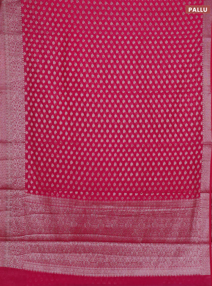 Semi chiniya silk saree pink with allover thread & zari woven buttas and woven border