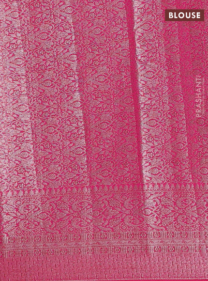 Semi chiniya silk saree pink with allover thread & zari woven buttas and woven border