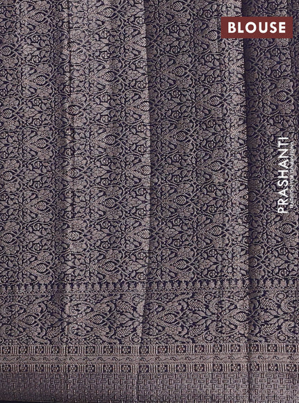 Semi chiniya silk saree navy blue with allover thread & zari woven buttas and woven border