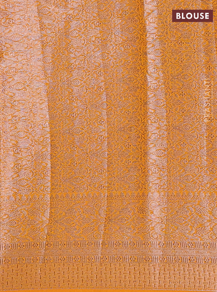 Semi chiniya silk saree mango yellow with allover thread & zari woven buttas and woven border