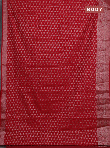 Semi chiniya silk saree kumkum red with allover thread & zari woven buttas and woven border