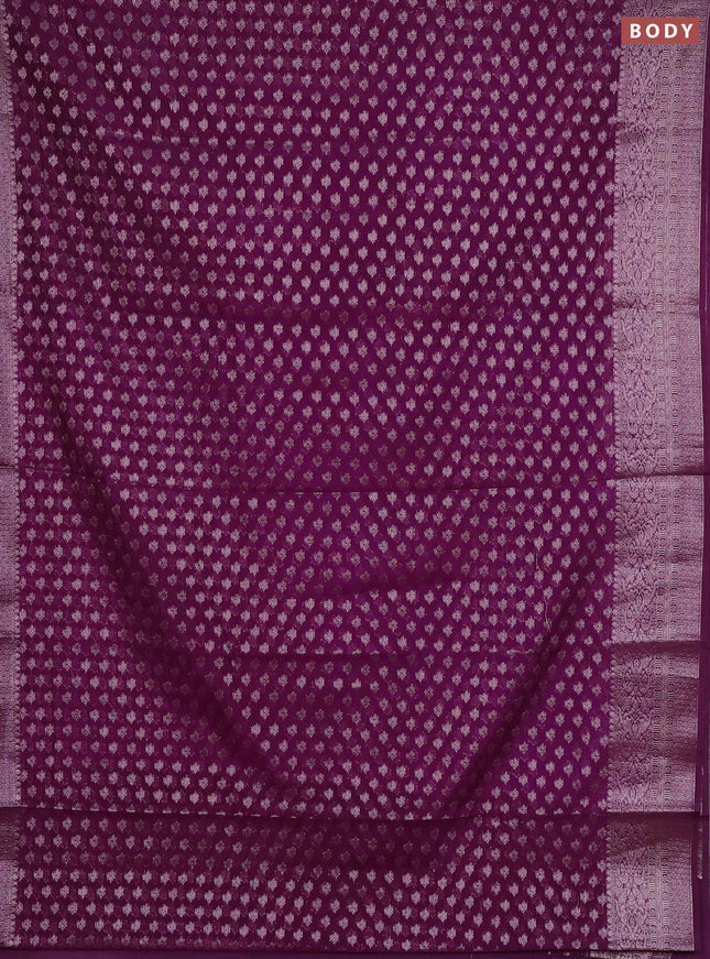 Semi chiniya silk saree purple with allover thread & zari woven buttas and woven border