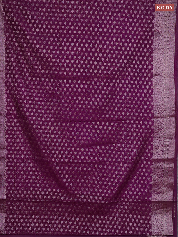 Semi chiniya silk saree purple with allover thread & zari woven buttas and woven border