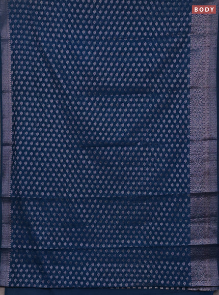 Semi chiniya silk saree peacock blue with allover thread & zari woven buttas and woven border