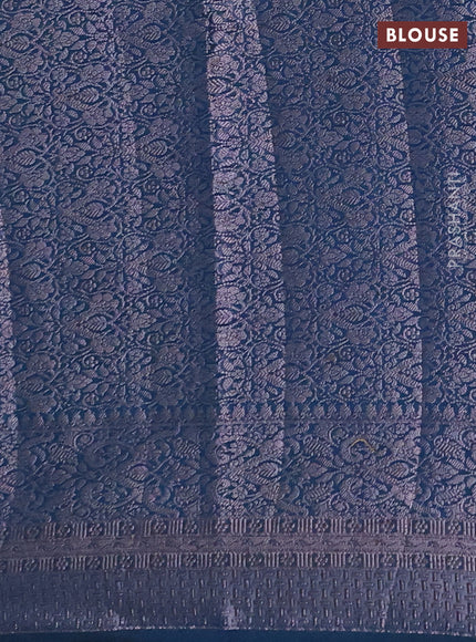Semi chiniya silk saree peacock blue with allover thread & zari woven buttas and woven border