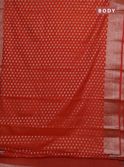 Semi chiniya silk saree orange with allover thread & zari woven buttas and woven border