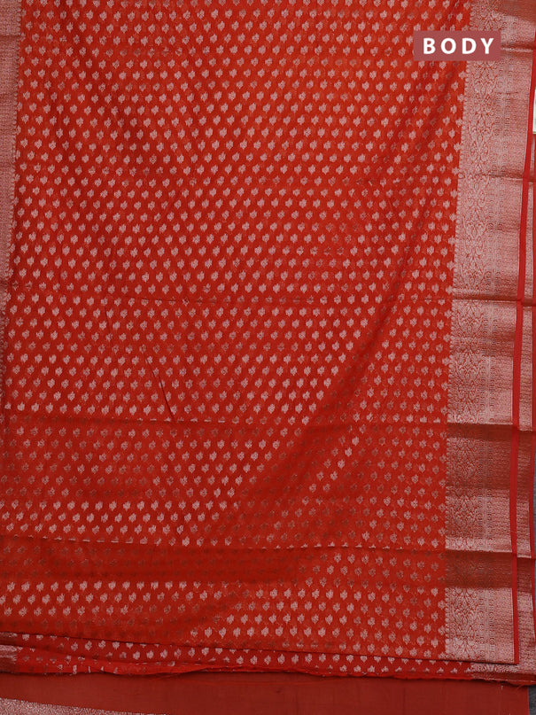 Semi chiniya silk saree orange with allover thread & zari woven buttas and woven border